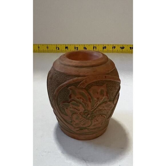 Pate & Bass Terracotta Vase Vintage 1992 Decorative Art Pottery Clay Votive Rare - Picture 2 of 11